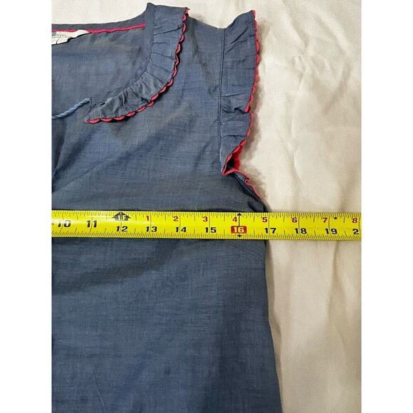 Boden Women’s Chambray Top Cap Sleeve Blue Tassel Tie Front Cottagecore US 4 - Picture 5 of 8